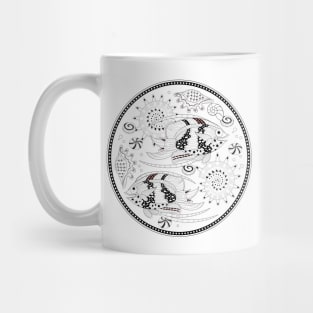 Medallion with fantastic fishes. Mug